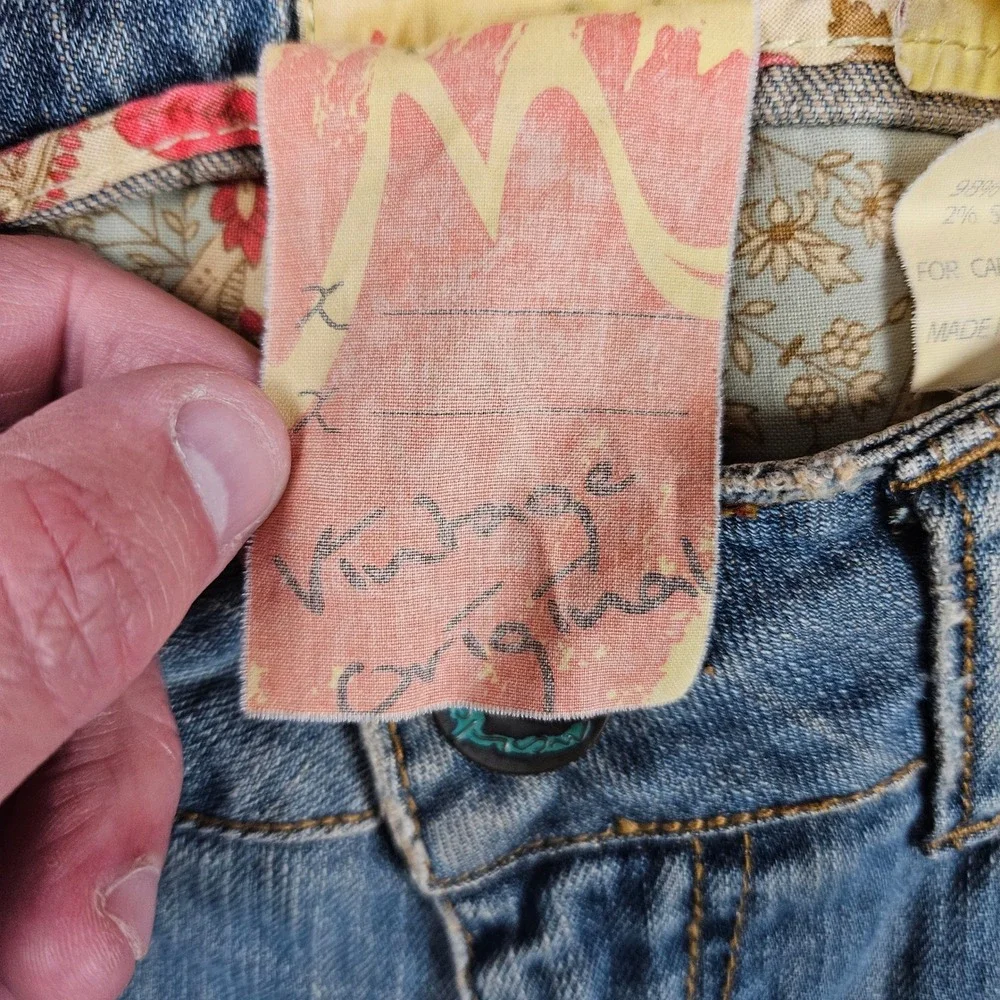 Marlow Womens Low Rise Bootcut Jeans Light Wash Distressed Patchwork 30x33‎